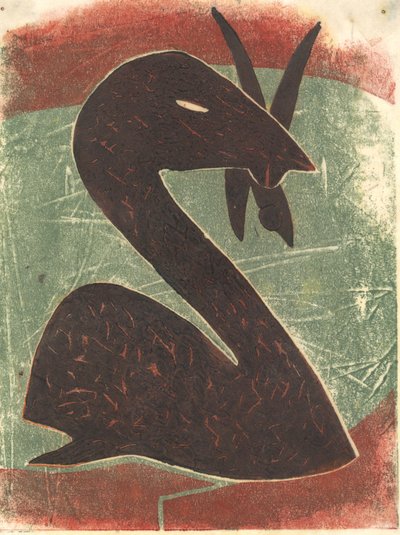 Łabędź, 2013 (linoryt) autorstwa Matthew Hilton