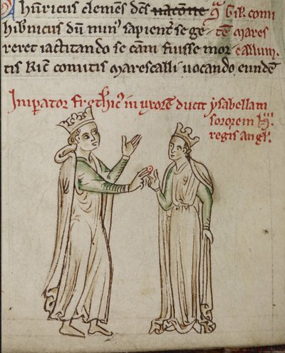 Fryderyk II i Izabela z Anglii Z Historii Anglorum, Chronica majora autorstwa Matthew Paris