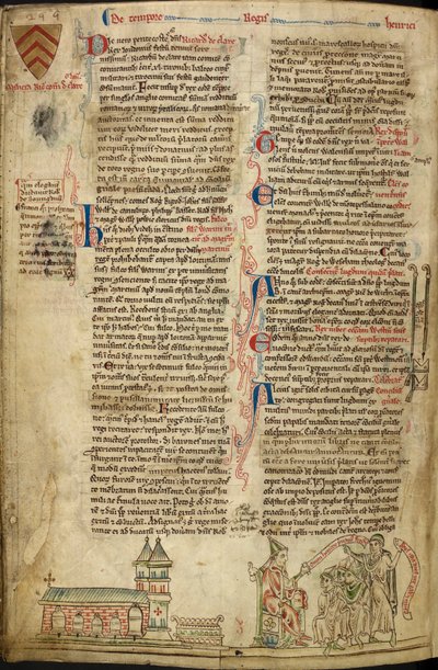 Royal 14C VII, f.138v Opactwo Westminsterskie i Sanktuarium św. Edwarda; po prawej papież Innocenty IV na soborze w Lyonie, ilustracja z „Historii Anglorum” autorstwa Matthew Paris