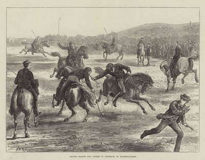 Oficerowie grający w polo (hokej na koniu) na Woolwich-Common autorstwa Matthew White Ridley
