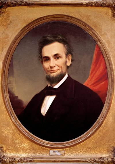 Portret amerykańskiego prezydenta Abrahama Lincolna (1809-1865) autorstwa Matthew Wilson