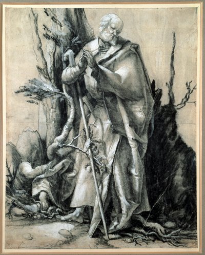 Święty w drewnie Studium (rysunek tuszem) autorstwa Matthias (c.1480 1528) Grunewald