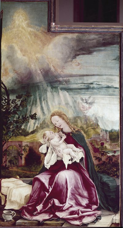 Alegoria szopki. Issenheim Altarpiece (lub Isenheim) - Obraz Matthiasa Grunewalda (ok. 1475-1528), olej na drewnie autorstwa Matthias (c.1480 1528) Grunewald