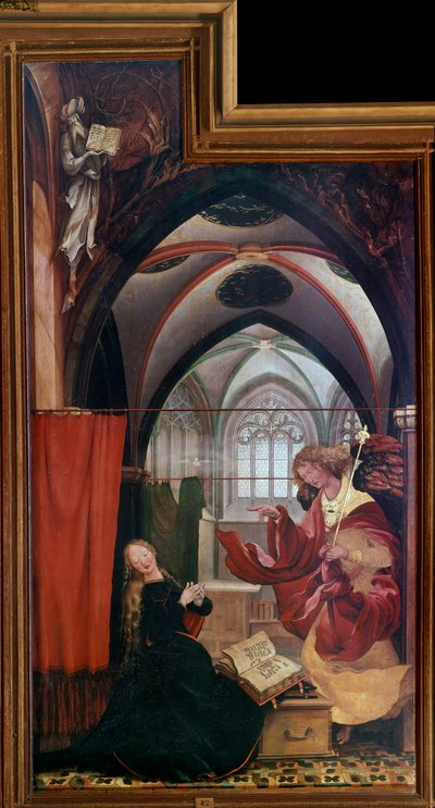 Ołtarz Issenheima (lub Isenheim): Panele „Zwiastowanie” autorstwa Mathisa Neithardta Gothardta dit Matthiasa Grunewalda (1480-1528) (etc.all.) 1512-1516 Colmar, Musee Unterlinden autorstwa Matthias (c.1480 1528) Grunewald