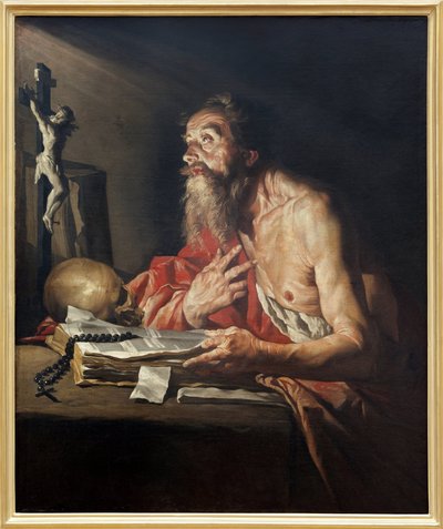 Saint Jerome, Obraz olejny na płótnie, Mathias Stomer (Matthias Stom) (1600-po 1650) - Fotografia, KIM Youngtae, Nantes, Nantes Museum of Fine Arts autorstwa Matthias (c.1600 p.1650) Stomer