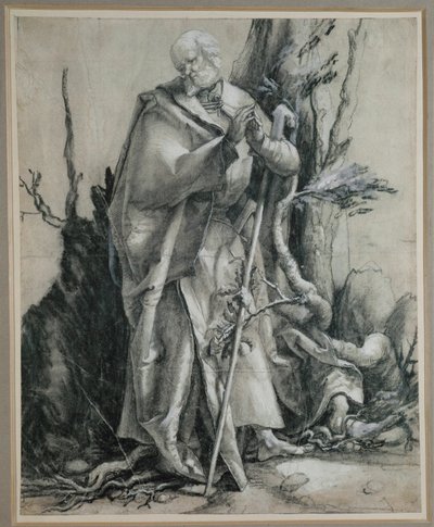 Saint z pracownikami w autorstwa Matthias Gruenewald