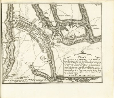 Żużel bij Ramillies, 1706 Plan zamku miejskiego i fortu Huy obleganych przez wojska SAE de Baviere & du Marechal de Villeroy le 26 maja 1705 (tytuł przedmiotu) autorstwa Matthijs Pool (possibly)