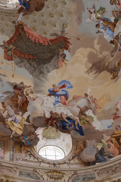 Fragment „Wniebowzięcia Maryi” autorstwa Mattia Biella Felice and Bibiena Giuseppe Galli Bortoloni