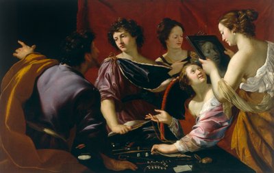 Tasso na dworze Ferrary (albo Alegoria Pięciu Zmysłów), szczegół alegorii widzenia, ok. 1630-90 autorstwa Mattia Preti