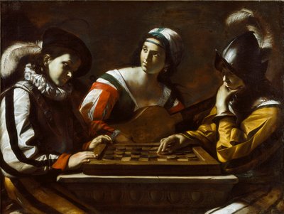 Gra w warcaby, 1630 autorstwa Mattia Preti