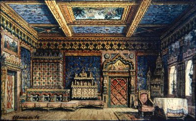 Scenografia do „Śmierci Iwana Groźnego” Tołstoja autorstwa Matvey Andreyevich Shishkov