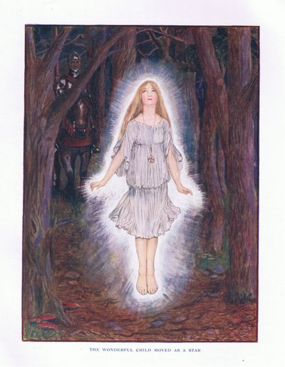 Cudowne dziecko poruszyło się jak gwiazda, ilustracja z Lady And Fairy Tales, 1914 autorstwa Maud Tindal Atkinson
