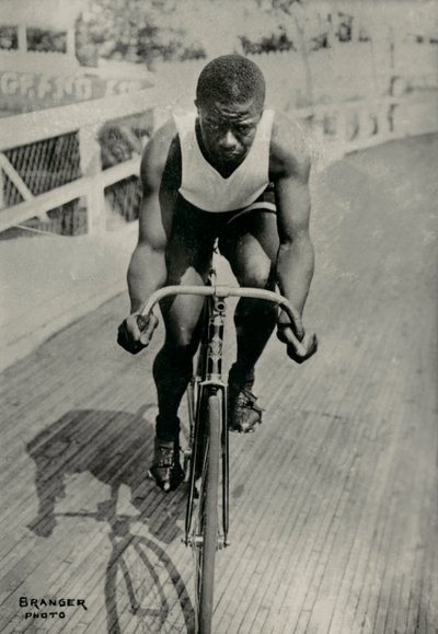 Portret amerykańskiego kolarza Majora Taylora (1878) autorstwa Maurice-Louis Branger