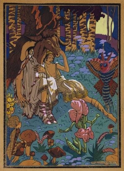 Ilustracja do Snu nocy letniej Szekspira (kolor lito) autorstwa Maurice Berty