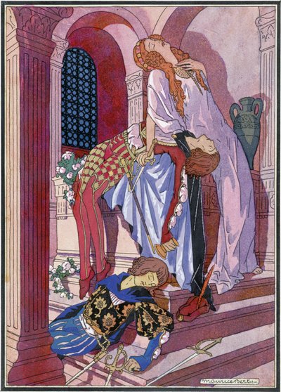 Śmierć Romea i Julii, ostatnia scena sztuki Williama Szekspira (1564-1616) (lito) autorstwa Maurice Berty