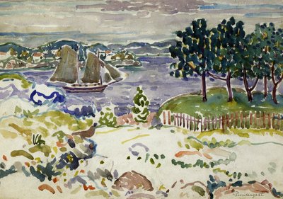 Wlot z żaglówką, Maine, ca. 1913-1915. autorstwa Maurice Brazil Prendergast