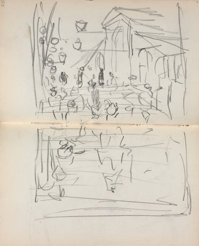 Włoski Sketchbook: Bridge with Figures strona 209 i 210, 1898-1899. autorstwa Maurice Brazil Prendergast