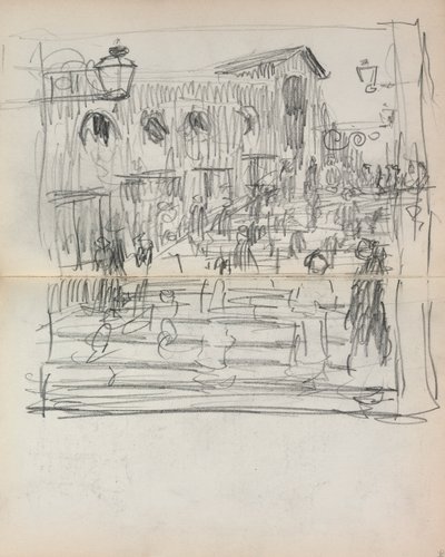 Włoski Sketchbook: Bridge with Figures str. 93 i 94, 1898-1899. autorstwa Maurice Brazil Prendergast