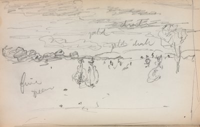 Szkicownik włoski: Krajobraz, strona 57, 1898-1899. autorstwa Maurice Brazil Prendergast