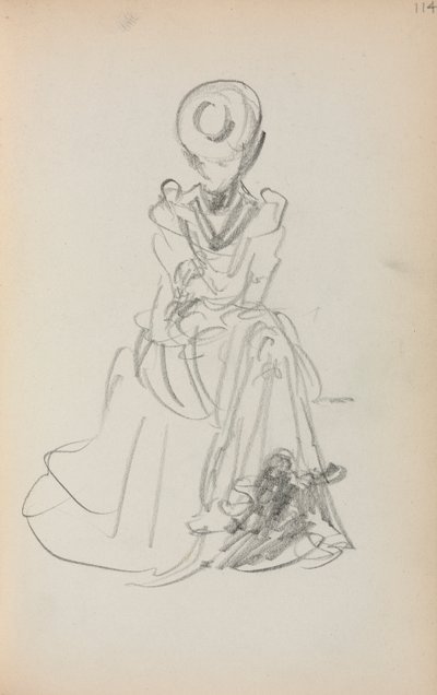 Włoski szkicownik: Siedząca kobieta, strona 114, 1898-1899. autorstwa Maurice Brazil Prendergast