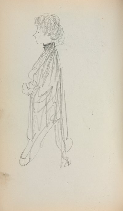 Włoski szkicownik: Stojąca kobieta w profilu, strona 51, 1898-1899. autorstwa Maurice Brazil Prendergast