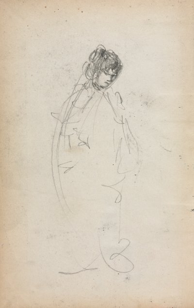 Szkicownik włoski: Stojąca kobieta strona 1, 1898-1899. autorstwa Maurice Brazil Prendergast