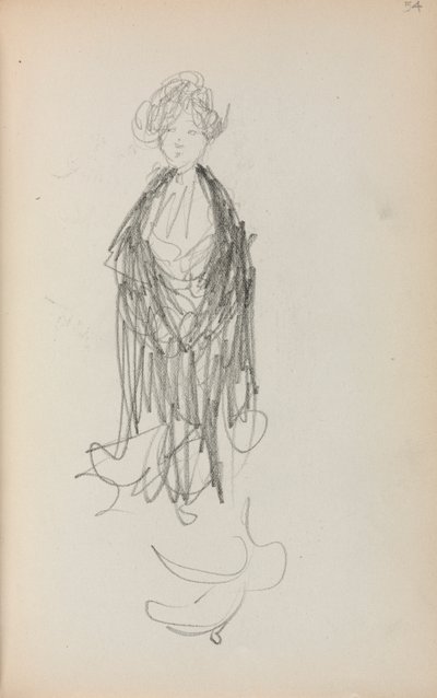 Szkicownik włoski: Stojąca kobieta z szalem strona 54, 1898-1899. autorstwa Maurice Brazil Prendergast