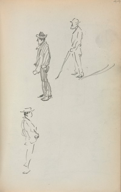 Włoski Sketchbook: Three Standing Men strona 44, 1898-1899. autorstwa Maurice Brazil Prendergast