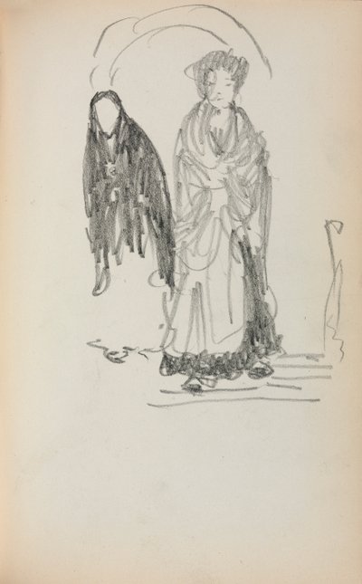 Włoski szkicownik: Dwie stojące kobiety strona 123, 1898-1899. autorstwa Maurice Brazil Prendergast