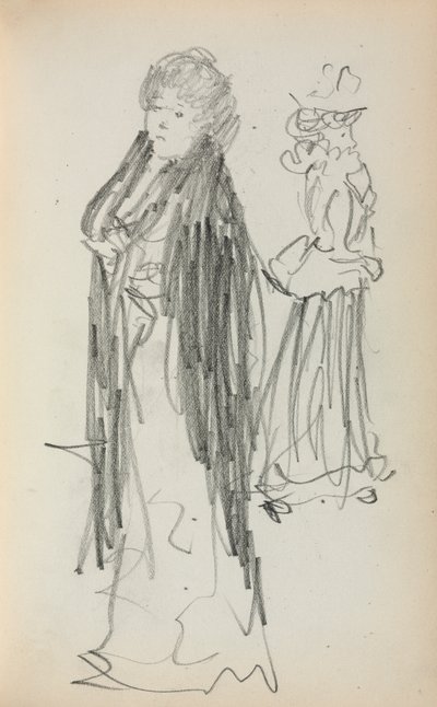 Szkicownik włoski: Dwie stojące kobiety strona 129, 1898-1899. autorstwa Maurice Brazil Prendergast