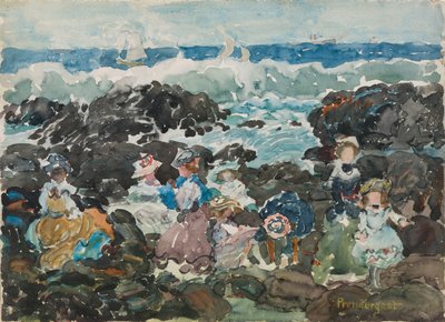 Surf, Cohasset, ok. 1900-5 (akwarela i grafit) autorstwa Maurice Brazil Prendergast