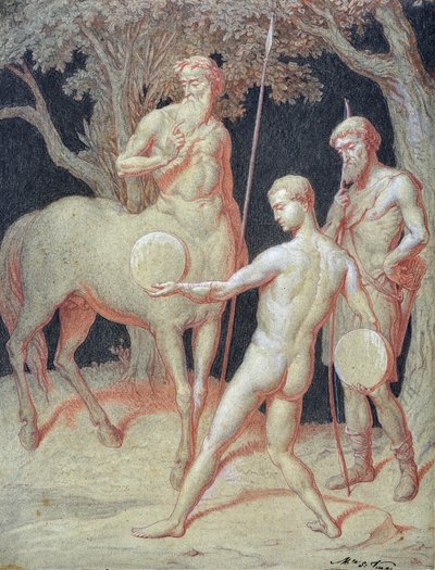 Edukacja Herkulesa przez Centaura Chirona (rysunek) autorstwa Maurice De Vaines