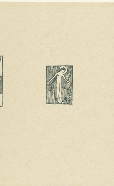 Ilustracja z nagą świętą stojącą pod drzewem w pobliżu wiersza ze zbioru wierszy Paula Verlaine Petit bois pour Sagesse L