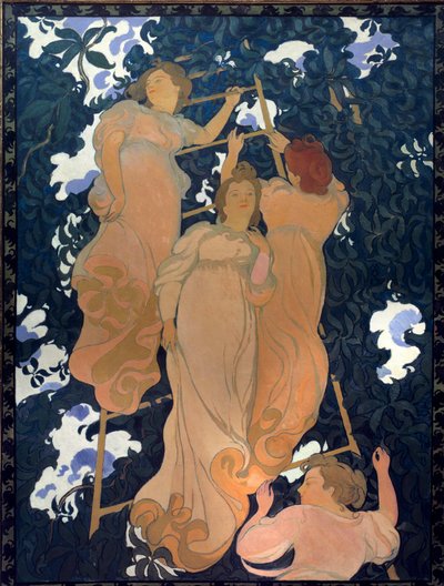 Skala w liściach płótna naklejona na karton do sufitu autorstwa Maurice Denis