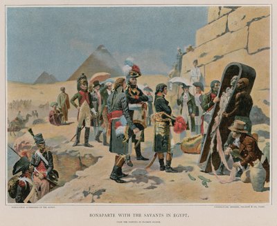 Bonaparte z uczonymi w Egipcie autorstwa Maurice Henri Orange