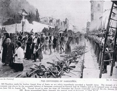 Obrońcy Saragossy, ilustracja z „Historii narodów Hutchinsona” autorstwa Maurice Henri Orange