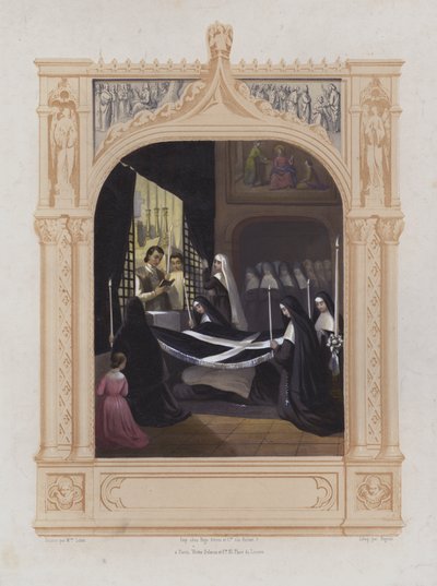 Przyjęcie do święceń (akwatinta) autorstwa Maurice Leloir