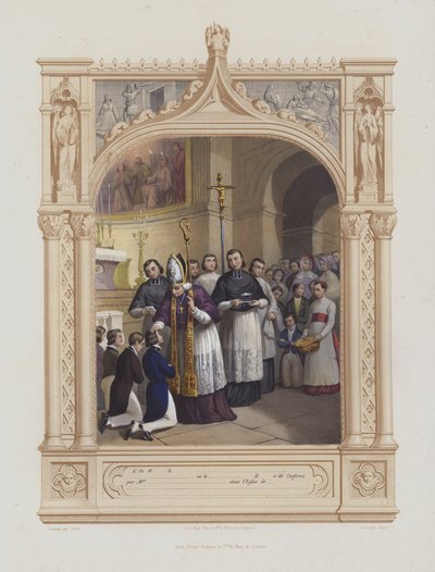 Bierzmowanie (akwatinta) autorstwa Maurice Leloir