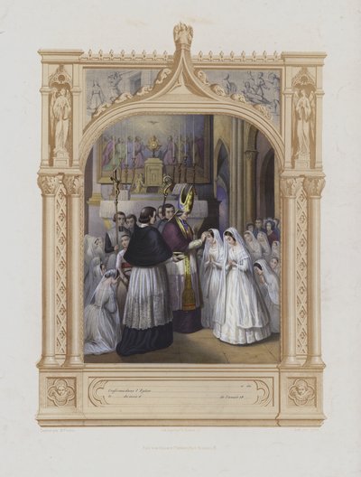 Bierzmowanie (akwatinta) autorstwa Maurice Leloir