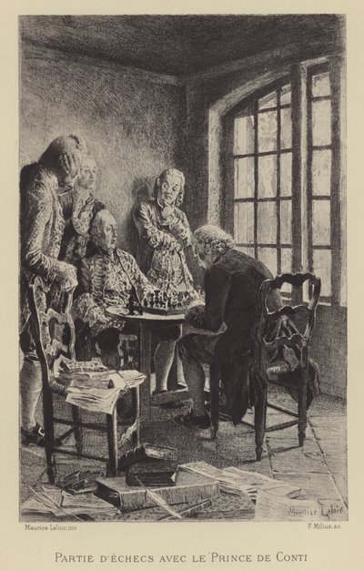 Gra w szachy z księciem Conti (wklęsłodruk) autorstwa Maurice Leloir