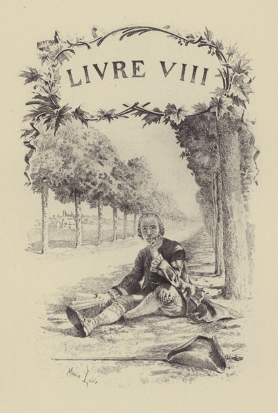 Ilustracja do księgi VIII Wyznań Jean-Jacques Rousseau (rycina) autorstwa Maurice Leloir