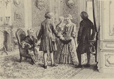Ilustracja do księgi XI Wyznań Jeana-Jacquesa Rousseau (rycina) autorstwa Maurice Leloir