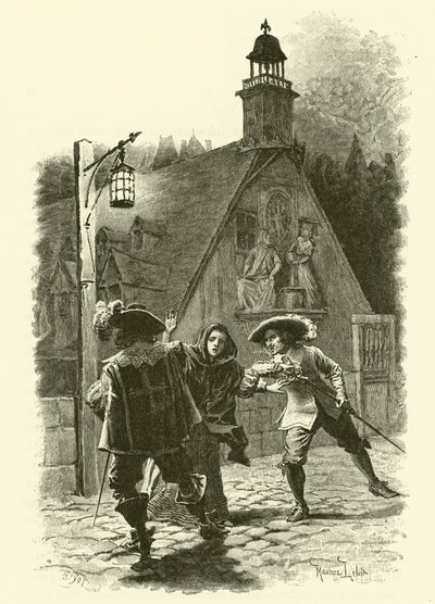 Ilustracja do Trzech Muszkieterów (rycina) autorstwa Maurice Leloir