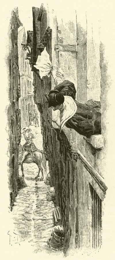 Ilustracja do Trzech Muszkieterów (rycina) autorstwa Maurice Leloir