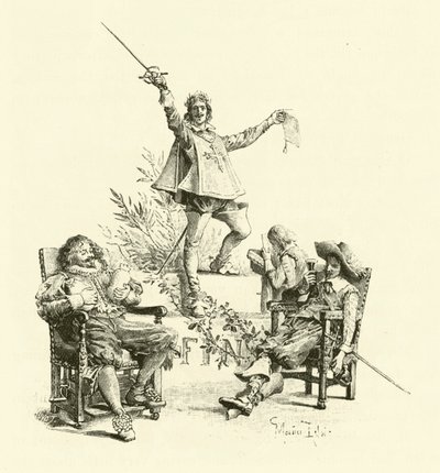 Ilustracja do Trzech Muszkieterów (rycina) autorstwa Maurice Leloir