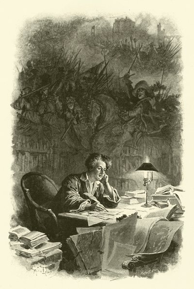 Ilustracja do Trzech Muszkieterów (rycina) autorstwa Maurice Leloir
