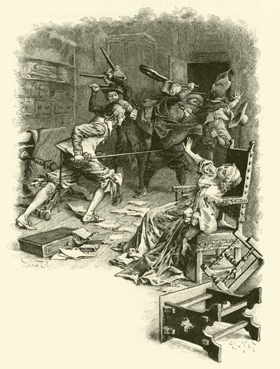 Ilustracja do Trzech Muszkieterów (rycina) autorstwa Maurice Leloir
