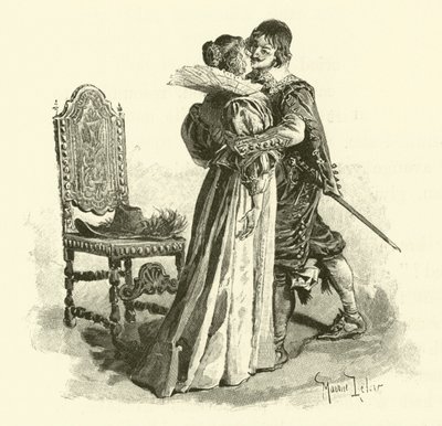 Ilustracja do Trzech Muszkieterów (rycina) autorstwa Maurice Leloir