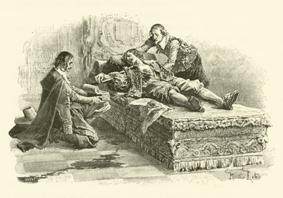 Ilustracja do Trzech Muszkieterów (rycina) autorstwa Maurice Leloir