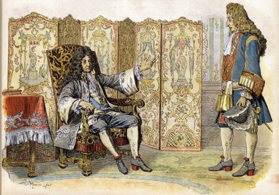 W 1712 Ludwik XIV nazwał Króla Słońce (Król Słońce lub Ludwik Wielki) autorstwa Maurice Leloir